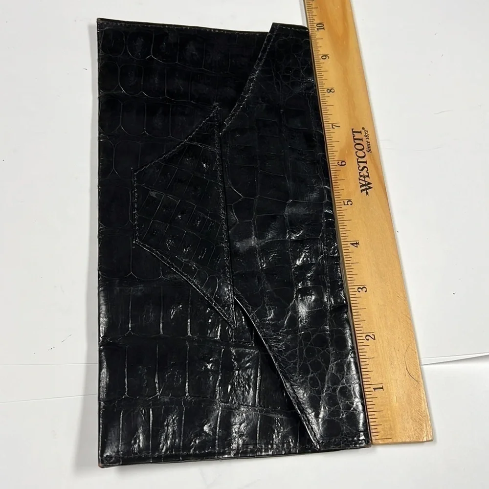 Crocodile Black Flat Envelope Clutch Bag